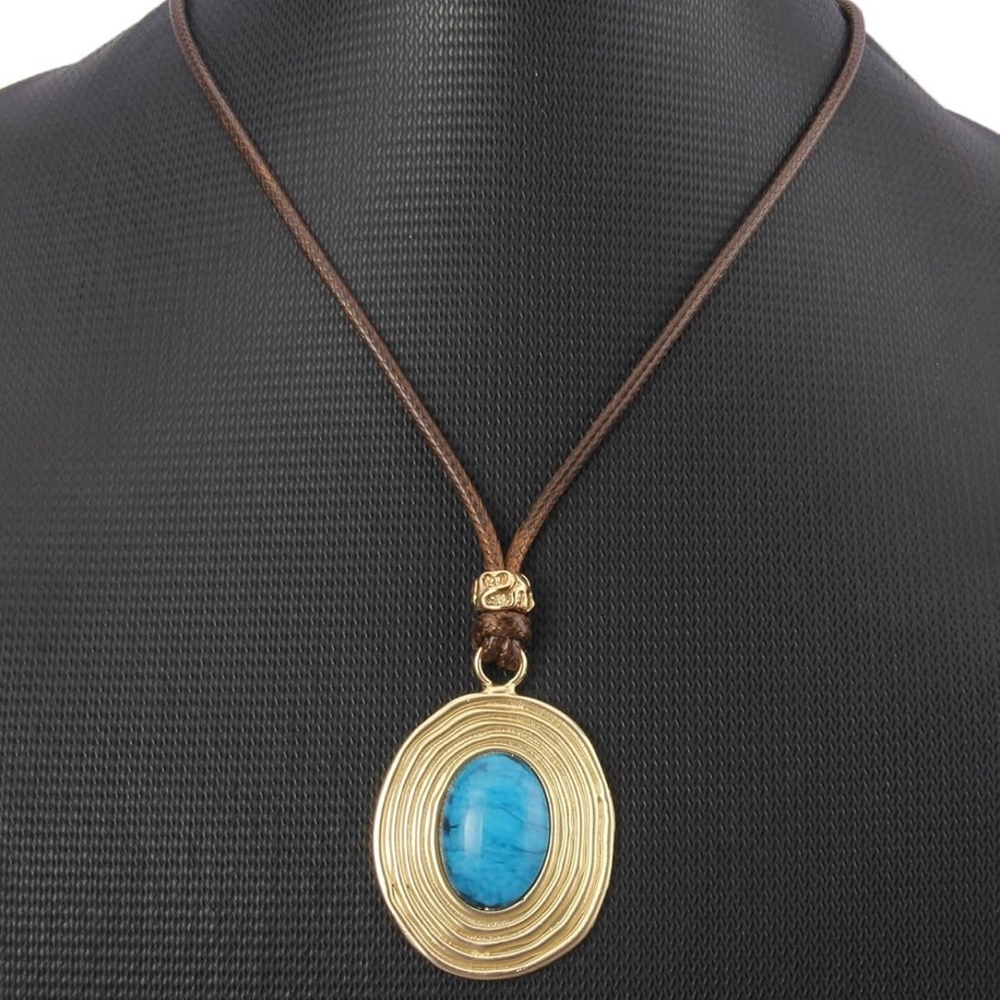 Boho Necklaces for Women Vintage Silver Circles Long Pendant Necklace